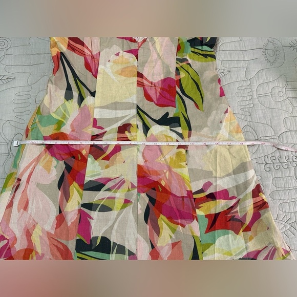 NEW Hutch Baldwin Linen Maxi Dress Sz M Taupe Tropical Floral Lace Trim - Picture 8 of 12